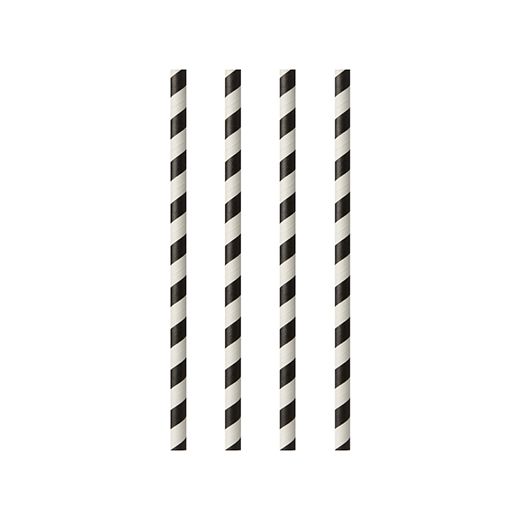 Pailles en papier Ø 6 mm · 24 cm noir/blanc "Stripes" 1