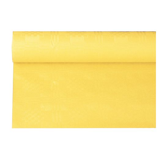 Nappe damassée 6 m x 1,2 m jaune 1