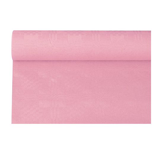 Nappe en papier damassée 6 m x 1,2 m rose clair 1