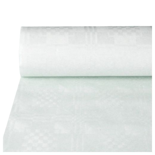 Nappe damassée 25 m x 1 m blanc 1