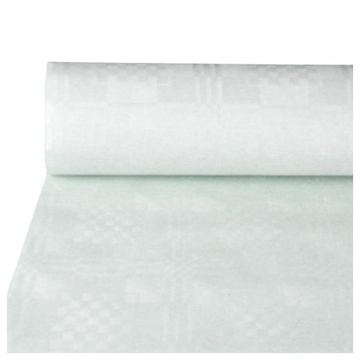 Nappe damassée 50 m x 0,8 m blanc 1