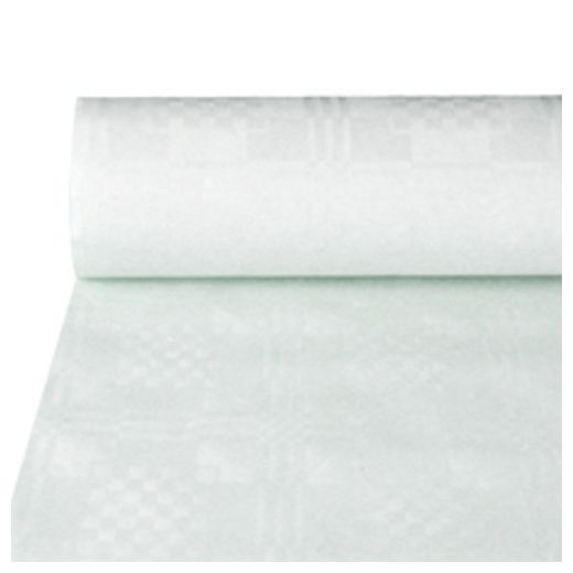 Nappe damassée 50 m x 1 m blanc 1