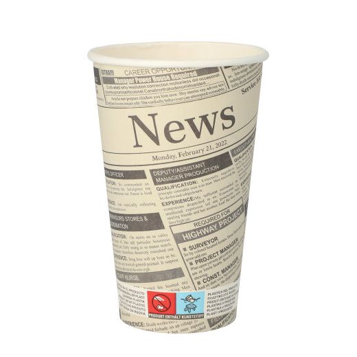 Gobelets, carton "To Go" 0,4 l Ø 9 cm · 13,9 cm blanc "Newsprint" 1