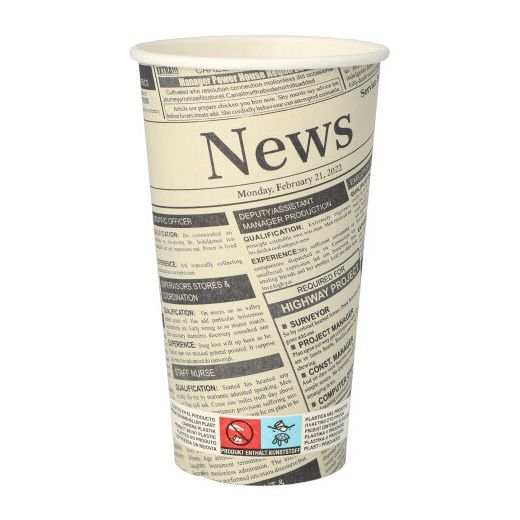 Gobelets, carton "To Go" 0,5 l Ø 9 cm · 15 cm blanc "Newsprint" 1