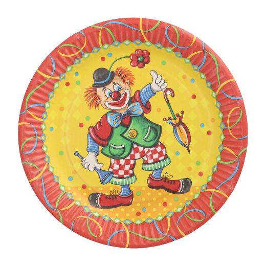 Assiettes, carton rond Ø 23 cm "Clown" 1
