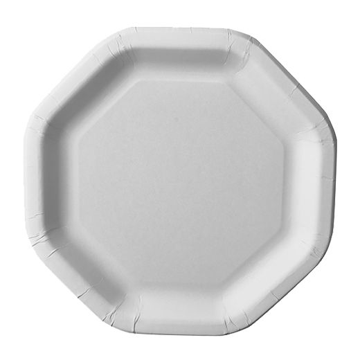 Assiettes, carton "pure" octogonales 23,5 cm x 23,5 cm blanc 1
