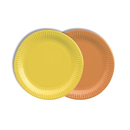 Assiettes, carton rond Ø 18 cm couleurs assorties - jaune/orange 1