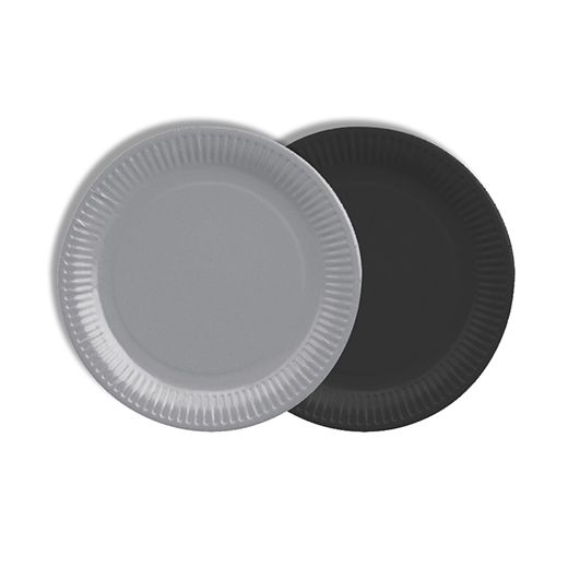Assiettes, carton rond Ø 18 cm couleurs assorties - gris/noir 1