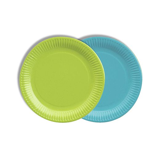 Assiettes, carton rond Ø 18 cm couleurs assorties - vert anis/turquoise 1