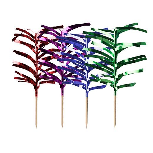 Piques décoratives 12 cm couleurs assorties  Feuilles de palmier 1
