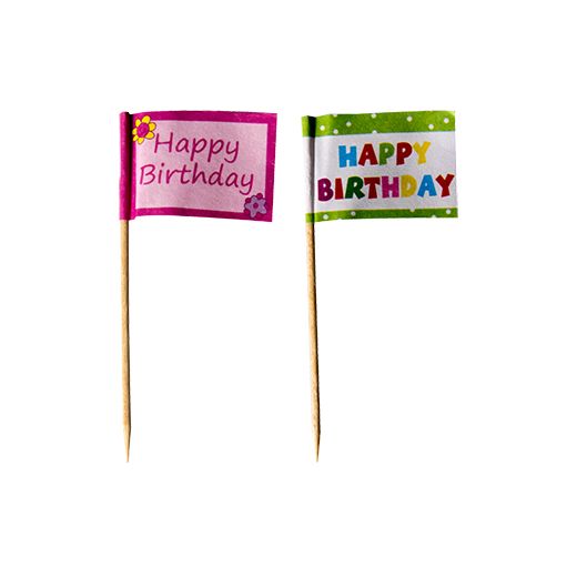 Piques décoratives 8 cm "Happy Birthday" 1