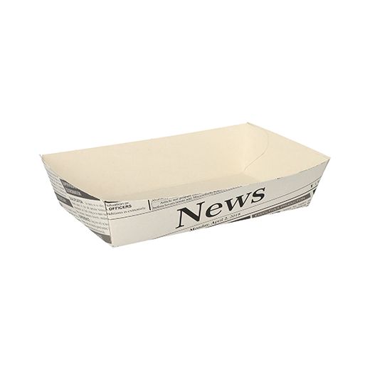 Barquettes frites 10,5 cm x 17 cm blanc "Newsprint" 1