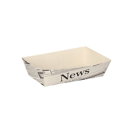 Barquettes frites en carton fibres vierges 9 cm x 13,5 cm blanc "Newsprint" 1