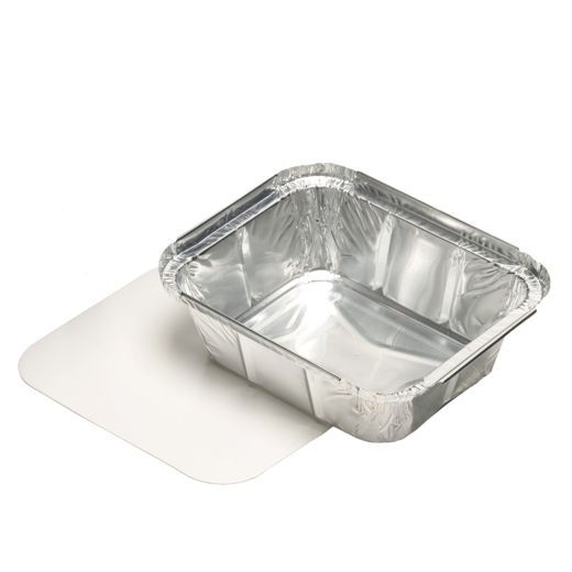 Barquettes aluminium avec couvercle en carton laminé, PE rectangulaire 0,5 l 4,2 cm x 11,4 cm x 14 cm 1
