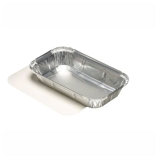 Plats en aluminium avec couvercles en carton laminé PP rectangulaire 0,65 l 3,4 cm x 13 cm x 22 cm pour lasagne 1