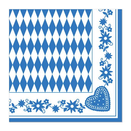 Serviettes pliage 1/4, 40 cm x 40 cm "Bavarois bleu" 1