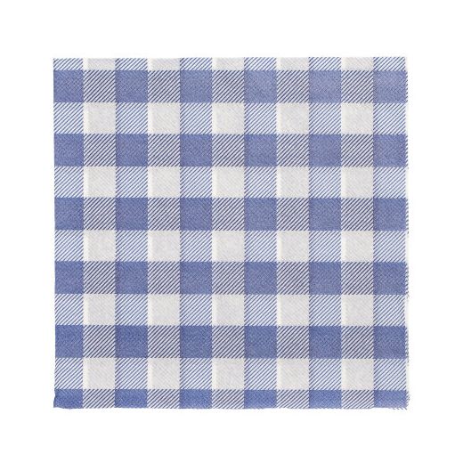 Serviettes, 1 pli pliage 1/4 33 cm x 33 cm bleu/blanc "Vichy Karo" 1