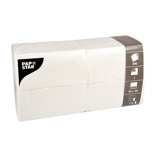 Serviettes, 1 couche pliage 1/8 33 cm x 33 cm blanc 1