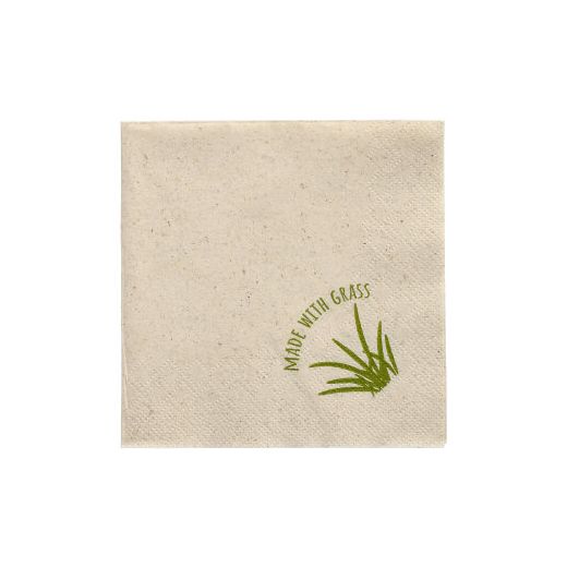 Serviettes, 2 couches pliage 1/4 24 cm x 24 cm naturel avec teneur en herbe 1