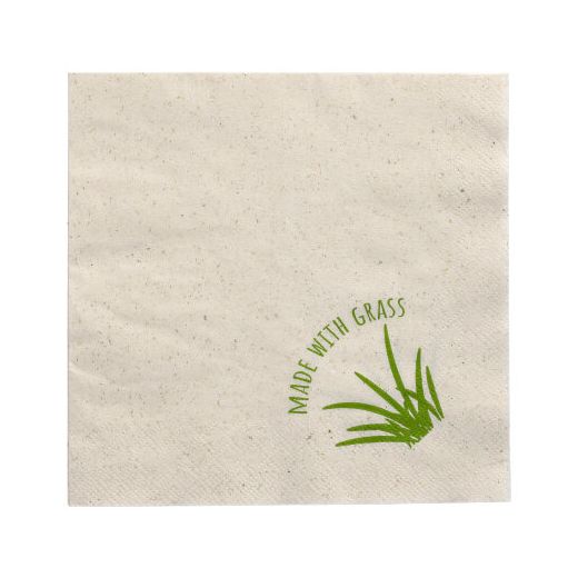 Serviettes, 2 couches pliage 1/4 33 cm x 33 cm naturel avec teneur en herbe 1