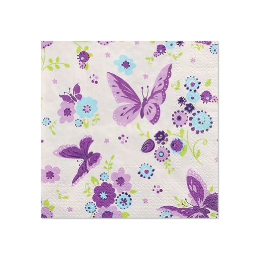 Serviettes, 3 plis pliage 1/4 25 cm x 25 cm "Beautiful Butterfly" 1