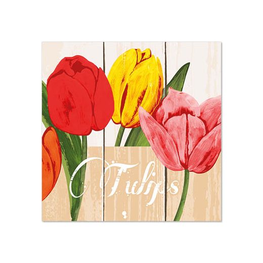 Serviettes, 3 plis pliage 1/4 25 cm x 25 cm "Blooming Tulips" 1