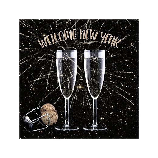 Serviettes, 3 plis pliage 1/4 25 cm x 25 cm "Welcome New Year" 1