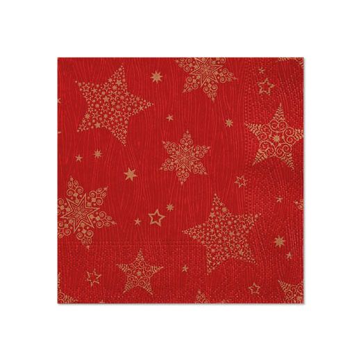 Serviettes, 3 plis pliage 1/4 25 cm x 25 cm bordeaux "Christmas Shine" 1