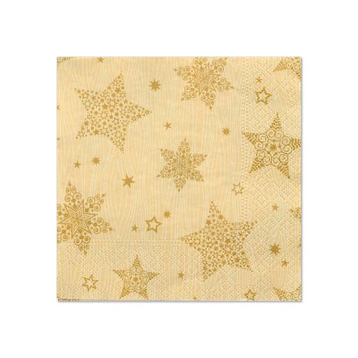 Serviettes, 3 plis pliage 1/4 25 cm x 25 cm crème "Christmas Shine" 1