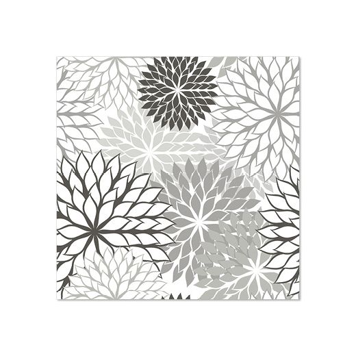 Serviettes, 3 plis pliage 1/4 25 cm x 25 cm gris "Floralies" 1