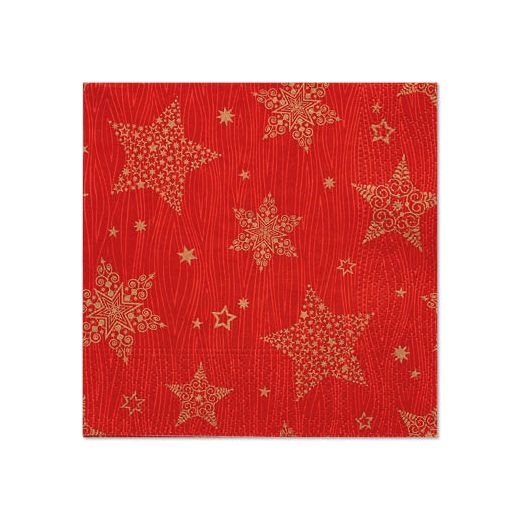 Serviettes, 3 plis pliage 1/4 25 cm x 25 cm rouge "Christmas Shine" 1