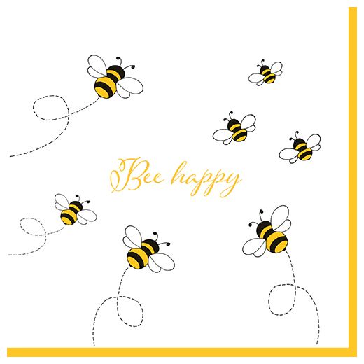 Serviettes, 3 plis pliage 1/4 33 cm x 33 cm "Bee Happy" 1