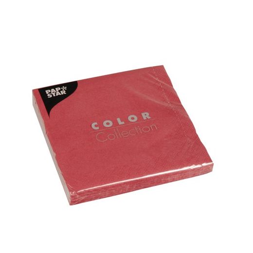 Serviettes, 3 plis pliage 1/4 33 cm x 33 cm bordeaux 1