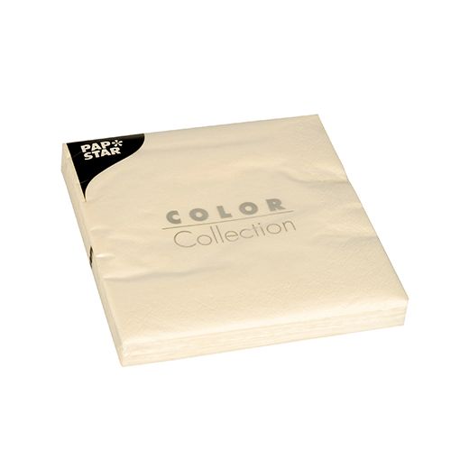 Serviettes, 3 plis pliage 1/4 33 cm x 33 cm crème 1