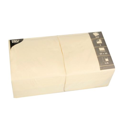 Serviettes, 3 couches pliage 1/4 33 cm x 33 cm crème 1