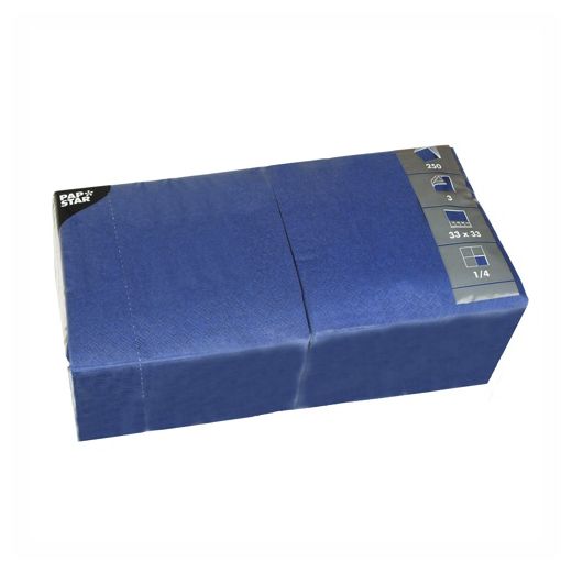 Serviettes, 3 couches pliage 1/4 33 cm x 33 cm bleu foncé 1