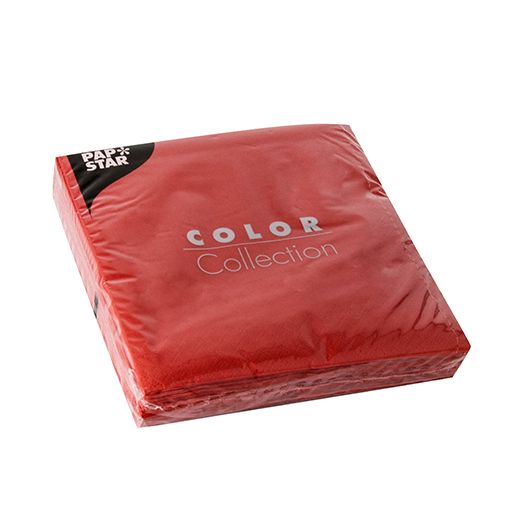 Serviettes, 3 plis pliage 1/4 33 cm x 33 cm rouge 1