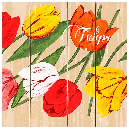 Serviettes, 3 plis pliage 1/4 33 cm x 33 cm "Blooming Tulips" 1