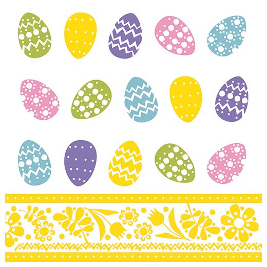 Serviettes, 3 plis pliage 1/4 33 cm x 33 cm "Coloured Eggs" 1