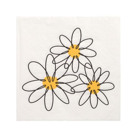 Serviettes, 3 plis pliage 1/4 33 cm x 33 cm "Daisy" 1