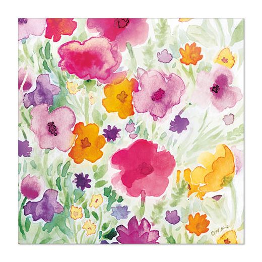Serviettes, 3 plis pliage 1/4 33 cm x 33 cm "Flower Field" 1