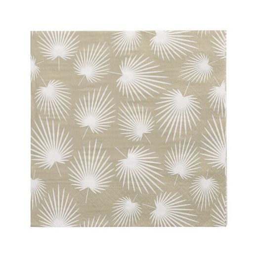 Serviettes, 3 plis pliage 1/4 33 cm x 33 cm "White Leaves" 1