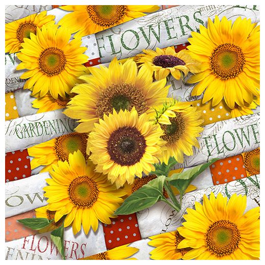 Serviettes, 3 couches pliage 1/4 33 cm x 33 cm "Sunflower Field" 1