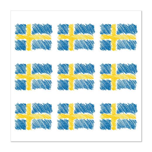 Serviettes, 3 couches pliage 1/4 33 cm x 33 cm "Sverigeflagga" 1