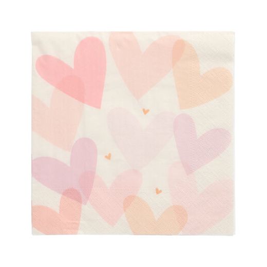 Serviettes, 3 plis pliage 1/4 33 cm x 33 cm "Pastell Hearts" 1