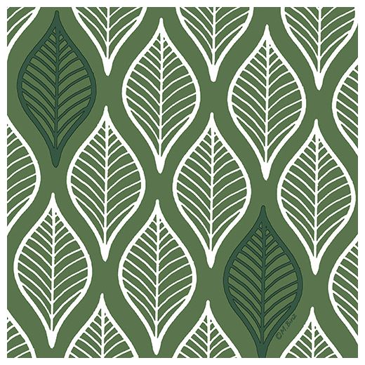 Serviettes, 3 plis pliage 1/4 33 cm x 33 cm vert foncé "Leafy" 1