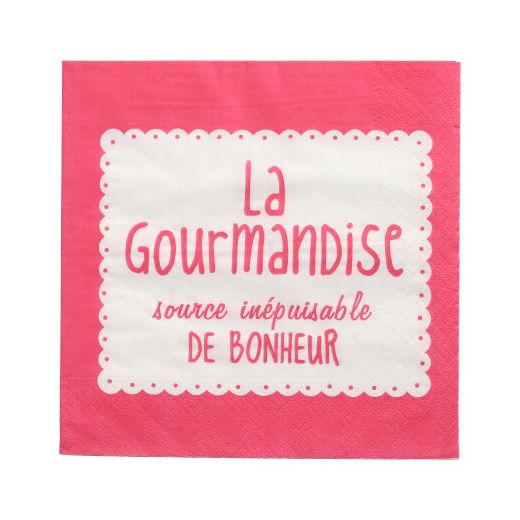 Serviettes, 3 plis pliage 1/4 33 cm x 33 cm fuchsia "La Gourmandise" 1