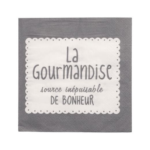 Serviettes, 3 plis pliage 1/4 33 cm x 33 cm gris "La Gourmandise" 1