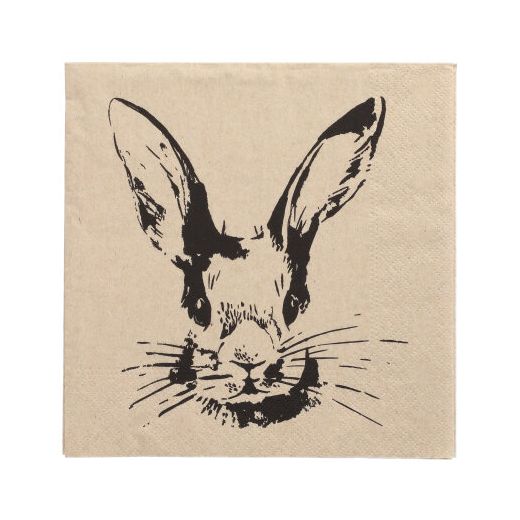 Serviettes, 3 plis pliage 1/4 33 cm x 33 cm naturel "My Name is Rabbit" fait à partir de papier recyclé 1
