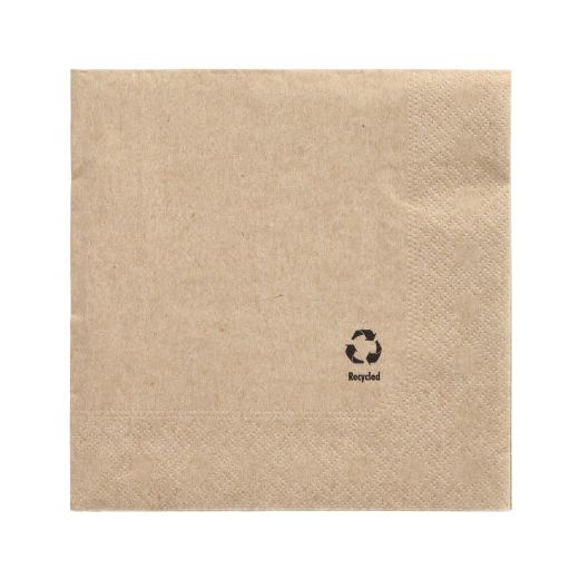 Serviettes, 3 plis pliage 1/4 33 cm x 33 cm naturel fait à partir de papier recyclé 1